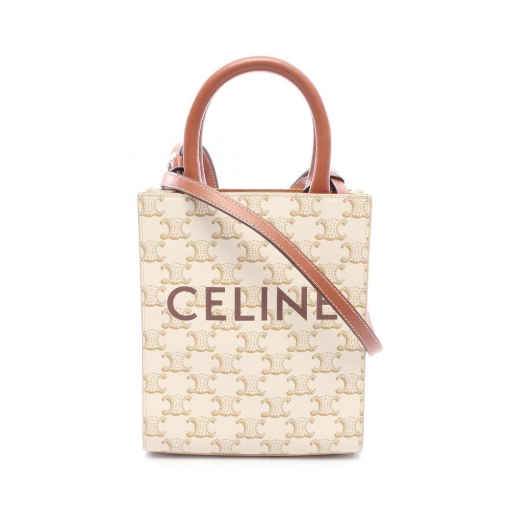 Celine Mini Vertical Cabas Triomphe 2-Way Handbag, Coated Canvas Leather, Wom...